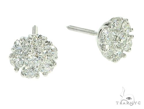14K White Gold Diamond Stud Flower Earrings 16801: buy