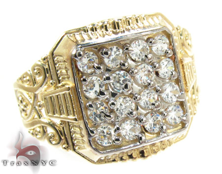 Solid Real 10k Yellow Gold Men's Big Bold Simulated Diamond Pinky Ring Band  | eBay