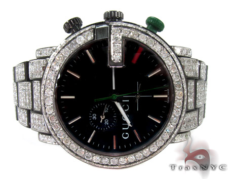 Gucci Chrono White Half Diamond Band Watch 27511