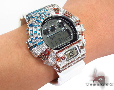 G Shock Mirror Metallic Vintage Metal White Watch DW-6900MR-7 with American  Flag Case 28741