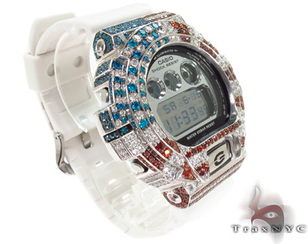 G Shock Mirror Metallic Vintage Metal White Watch DW-6900MR-7 with American  Flag Case 28741
