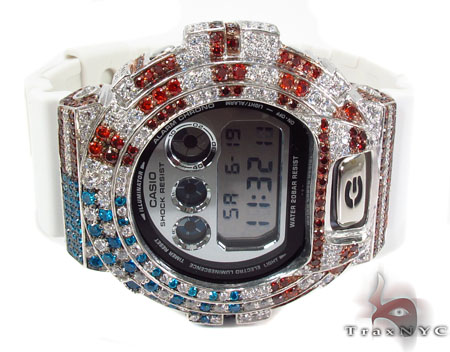 G Shock Mirror Metallic Vintage Metal White Watch DW-6900MR-7 with American  Flag Case 28741