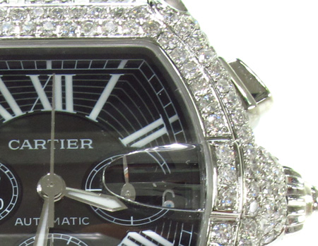 Cartier Roadster Chronograph Black Dial Diamond Watch 29069