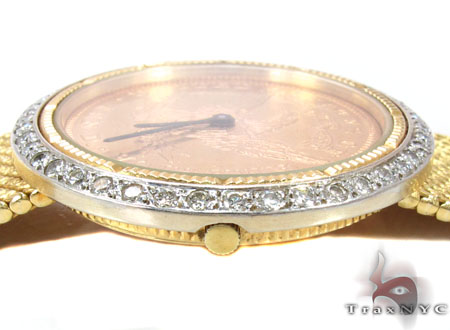 18K Gold Eagle 10 Dollar Coin Dial Solid Band Watch 29160