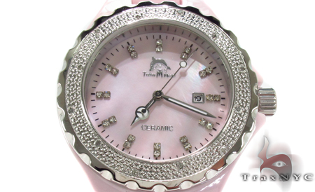 Ceramic Diamond Dial Watch Light Pink