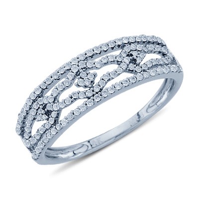 Round Cut Prong Set Diamond Right Hand Ring In 14K White Gold