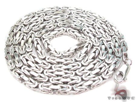 14K White Gold Byzantine Chain 28 Inches 32174