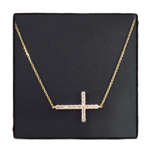 God Is My Strength Mens Religious Diamond Cross Pendant Necklace