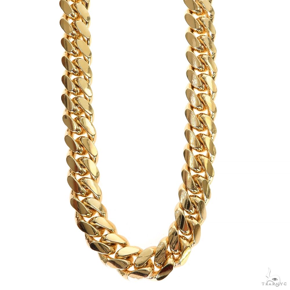 【60cm】【10mm】【18K刻印あり】【Miami Cuban】 10mm 18Kt Gold IP Miami Cuban Chain Necklace with CNC Precis