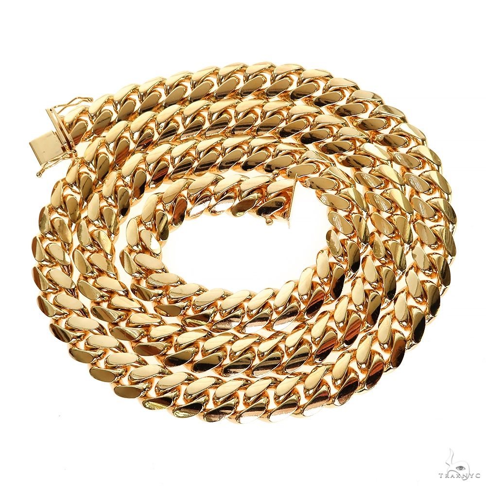14k Solid Yellow Gold Miami Cuban Link Chain 26 Inches 10mm