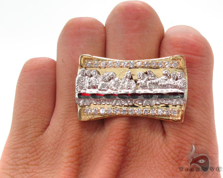CZ 10K Gold Last Supper Ring 33234