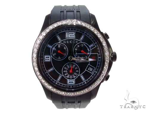 Mens Gucci Black Timeless Chrono Diamond Watch 35986