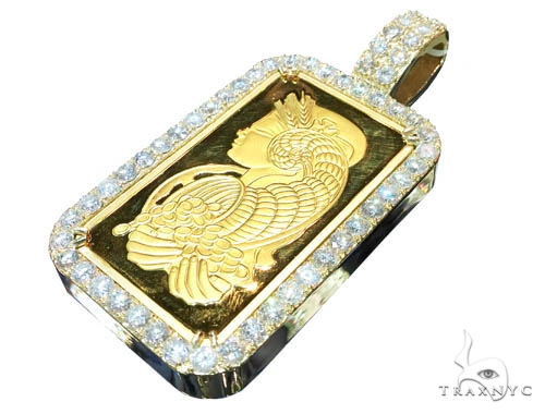 10 Ounce Gold Pamp Suisse Bar Diamond Pendant 36932: buy