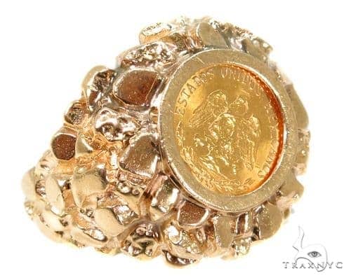 14K Gold Mens 17Mm Coin Ring With A 22K Mexican Dos Pesos Coin-Random Year  Coin|Amazon.com