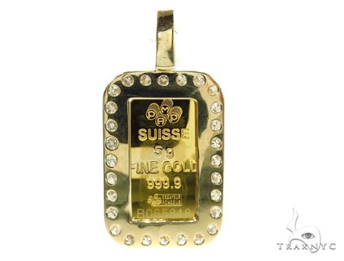 Gram Gold Pamp Suisse Bar Diamond Pendant 37729: buy online in