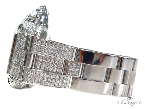 Pave Diamond Cartier Roadster Chronograph Mens Watch