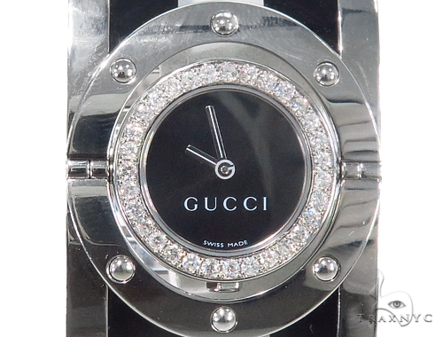 Pave Diamond Gucci 112 Twirl Bangle Ladies Watch YA112414 44148