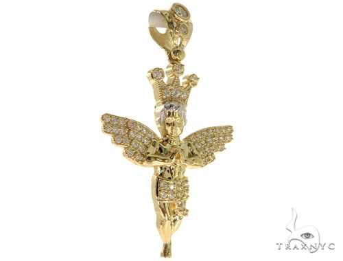 10k Yellow Gold Crown Angel Pendant 44225: buy online in Best