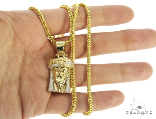 14k Gold 10k Gold Jesus Piece Chain Gold Jesus Piece Layered Set Franco  Gold Chain The Gold Gods