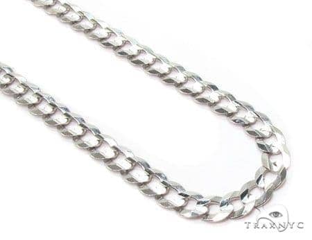 Mens 14k Solid White Gold Cuban/curb Chain 18 Inches 47151