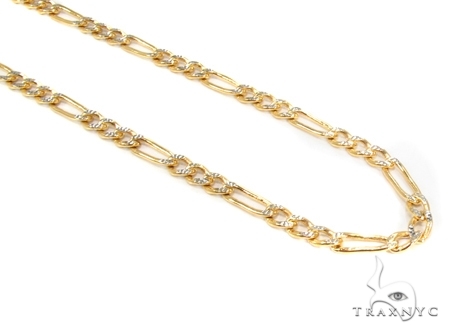 Figaro Chain 22 Inch Gold Chain With Pendant Mens 10k Solid