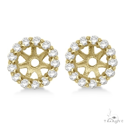 Round Diamond Earring Jackets for 5mm Studs 14K Yellow Gold 50301 buy online in NYC. Best price at TRAXNYC