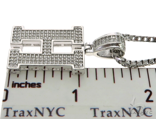 CZ Silver Initial(H) Pendant 24 Inches Franco Chain Set