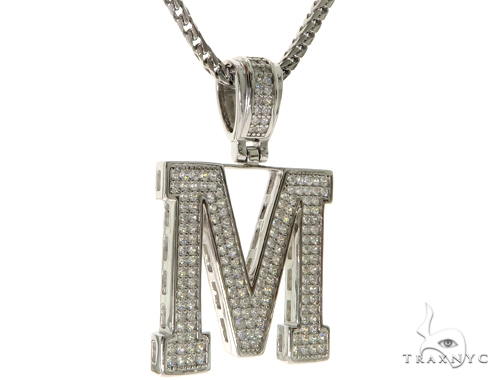 CZ Silver Initial(M) Pendant 24 Inches Franco Chain Set 58481