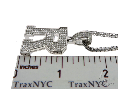 CZ Silver Initial(R) Pendant 24 Inches Franco Chain Set