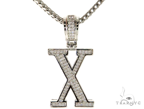 CZ Silver Initial(X) Pendant 24 Inches Franco Chain Set 58492