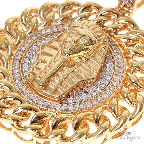 10K Gold Micro Pave Diamond King Tut Pendant 63294