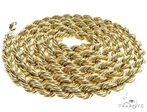 10K Yellow Gold Hollow Rope Link Chain 22 Inches 5.5mm 63379