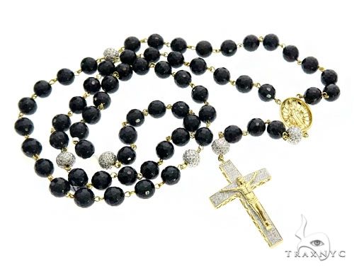 10K Yellow Gold 2.5MM Rosary Necklace Crucifix Pendant 24 Inch - Jawa  Jewelers