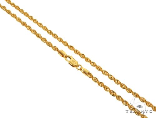 22K Yellow Gold Hollow Rope Link Chain 16 Inches 63560