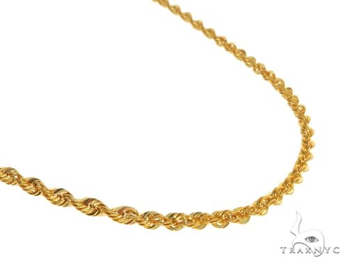 22K Yellow Gold Hollow Rope Link Chain 24 Inches 2.7mm 63562