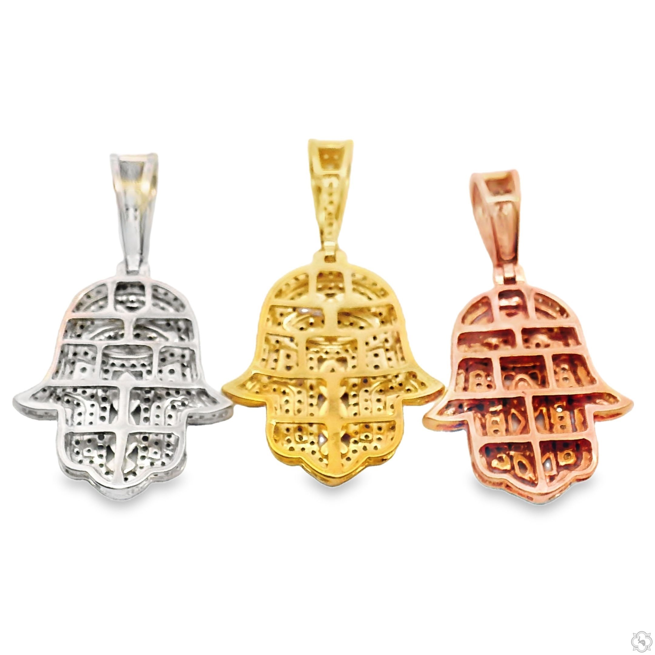 Gold 10K Hamsa deals Enamel Lucky Charm Pendant