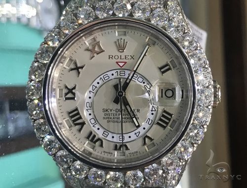 Fully Iced White Gold Sky-Dweller Rolex Watch 63897: buy