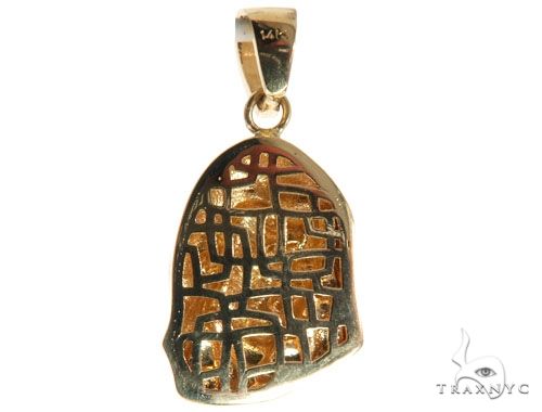 14K Yellow Gold Bezel Diamond Virgin Mary Charm Pendant