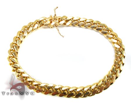 10K Gold Hollow Miami Cuban Bracelet Inches 64113