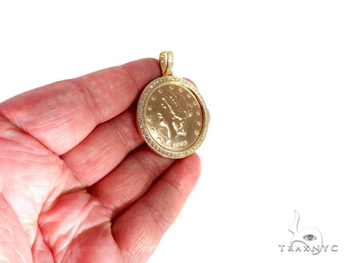 14K Yellow Gold Frame 22K Yellow Gold Twenty Dollar Coin Diamond Pendant  64190: buy online in NYC. Best price at TRAXNYC.