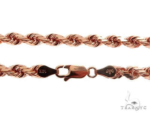 Solid 14K Rose Gold Rope Link Chain 26 Inches 4mm 64592