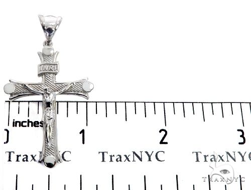 14K Solid White Gold Cross Crucifix 64657