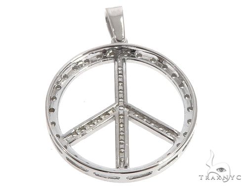 White gold peace hot sale sign necklace