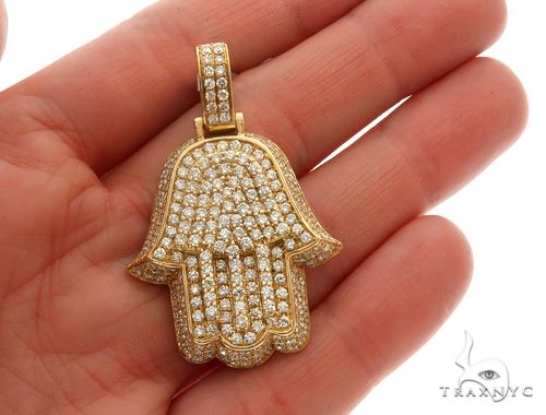 ネックレス・ペンダント Numbering Four Tier Strap Necklace #5769 4BFT310 14K Gold Diamond Hamsa Pendant 65843: buy online in NYC