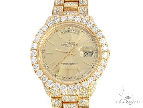36mm Fully Iced Out 18K Yellow Gold Rolex Presidential Watch 65021: buy  online in NYC. Best price at TRAXNYC.