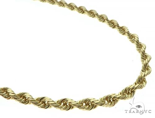 10K Yellow Gold Diamond Cut Solid Rope Chain 24 Inches 5mm K-5