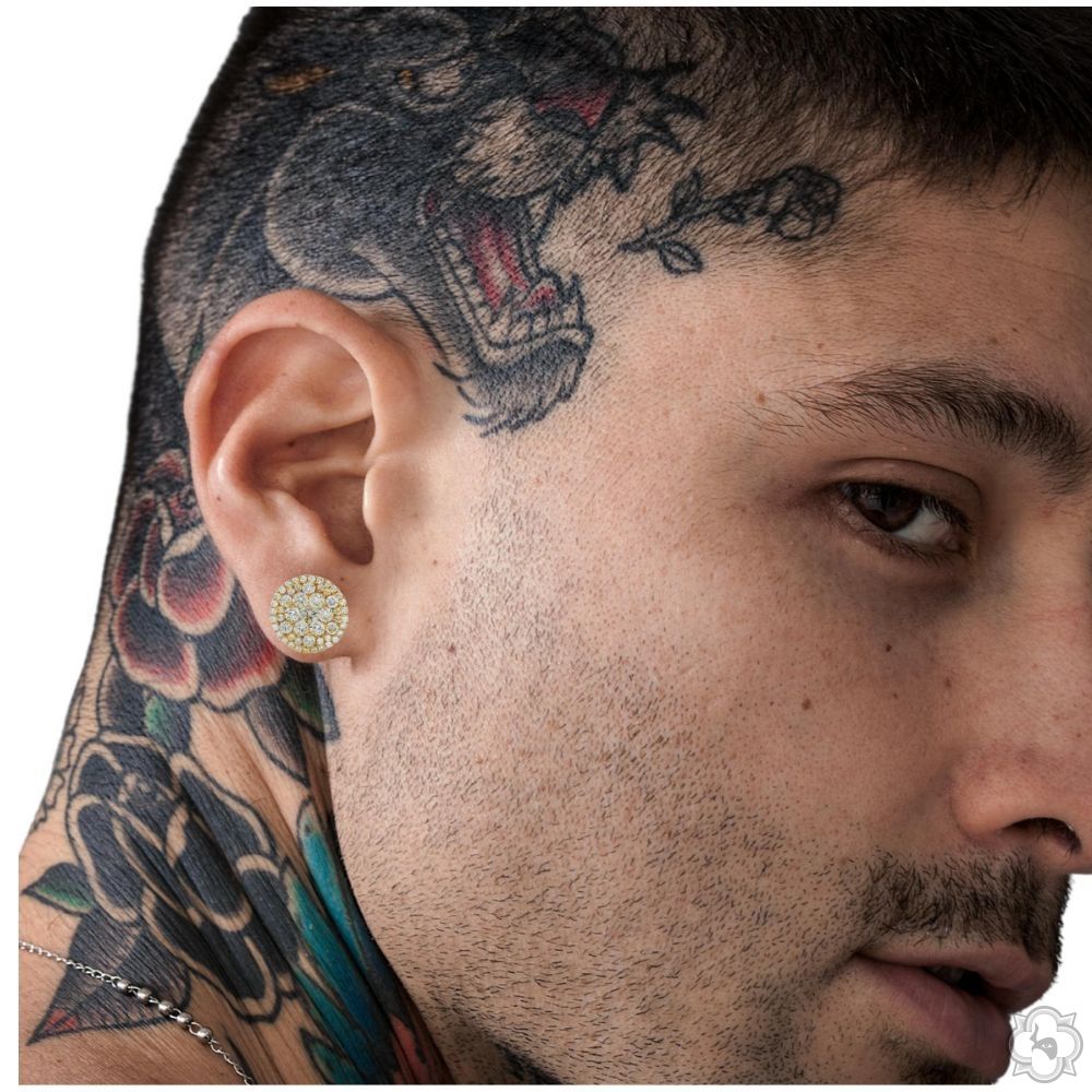 TRAX NYC 14Kゴールド ダイヤモンド ピアスセット　8mm Men's & Women's Gold and Diamond Jewelry by TraxNYC.