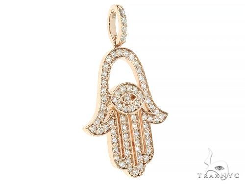 14K Gold Diamond Hamsa Pendant 65764 - Main Image