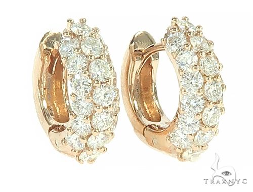 14K Rose Gold Diamond Small Hoop Earring 65772: buy online in NYC