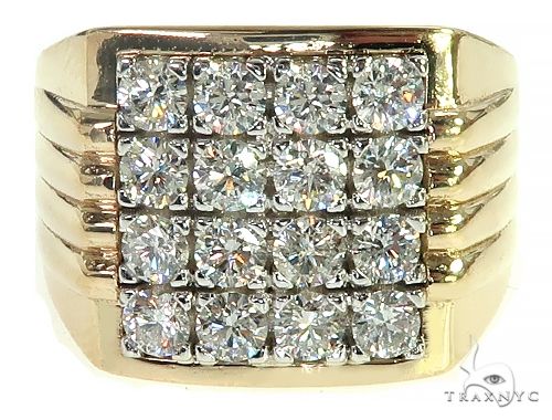 14kt Yellow Gold 1.25cttw 7 Baguette Diamond Ring, Texture Design, Size 9,  9mm - Rock N Gold - Custom Jewelry Redesign